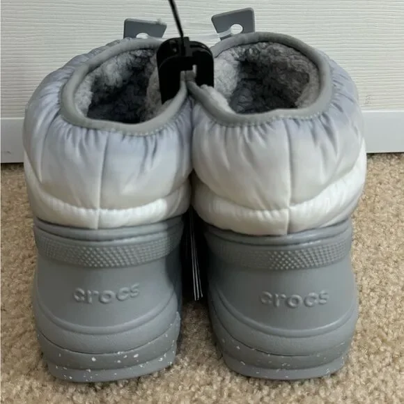 NWT Crocs Womens Classic Neo Puff Shorty Gorpcore Snow Boots Grey White - Picture 6 of 13